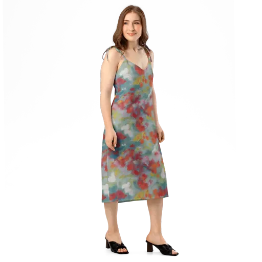 Watercolor Reverie on a Slip Dress
