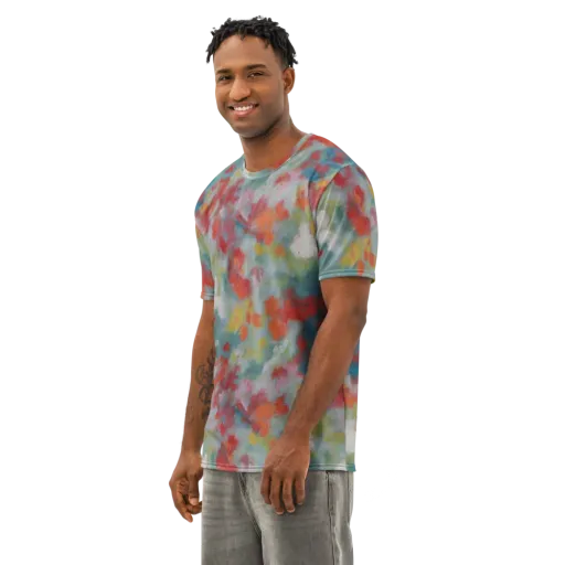 Watercolor Reverie on a Men's Cotton Crew Neck T-Shirt