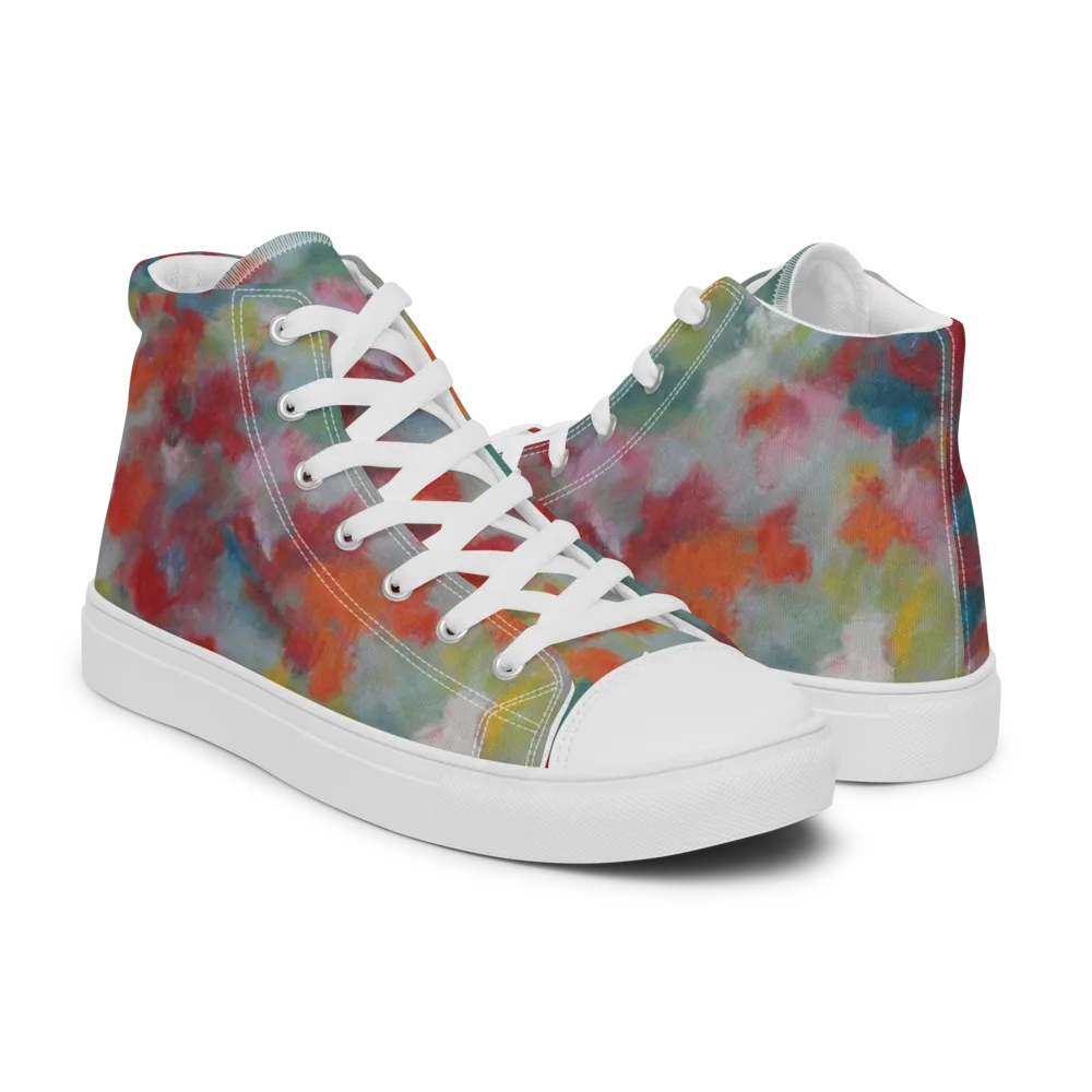 Watercolor Reverie on Men's High Top Canvas Shoes — Right