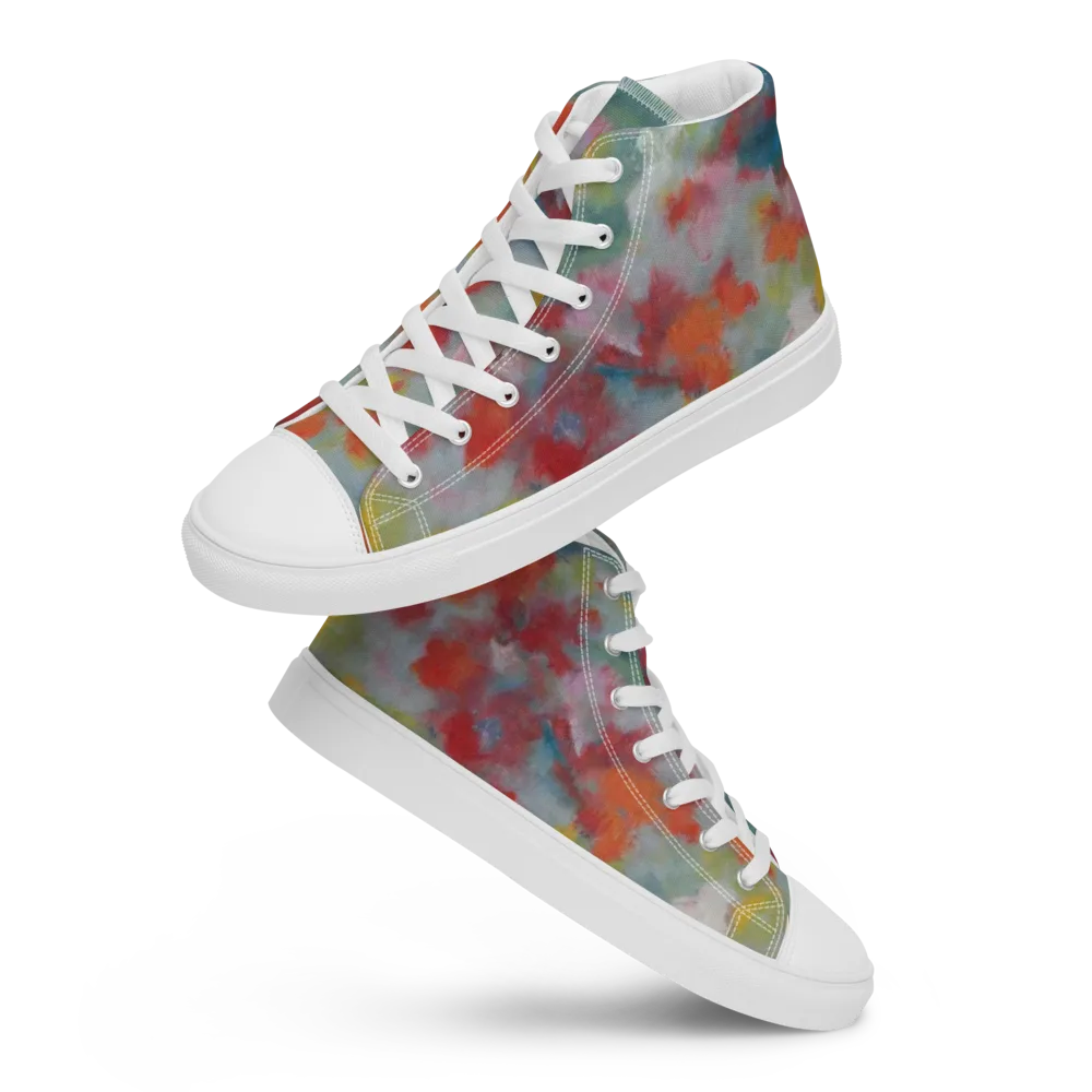 Watercolor Reverie on Men's High Top Canvas Shoes — Front