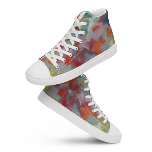 Watercolor Reverie on a Men's High Top Canvas Shoes
