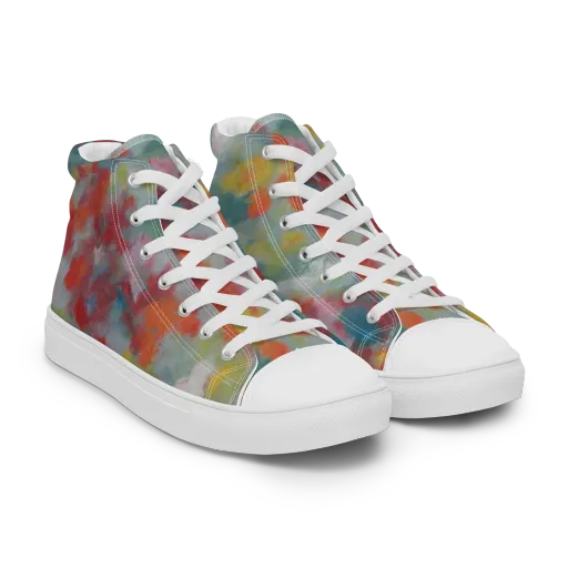 Watercolor Reverie on a Women's High Top Canvas Shoes