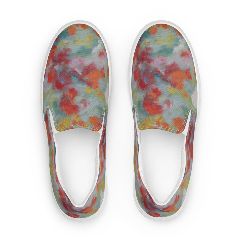 Watercolor Reverie on Men's Slip-On Canvas Shoes — Front