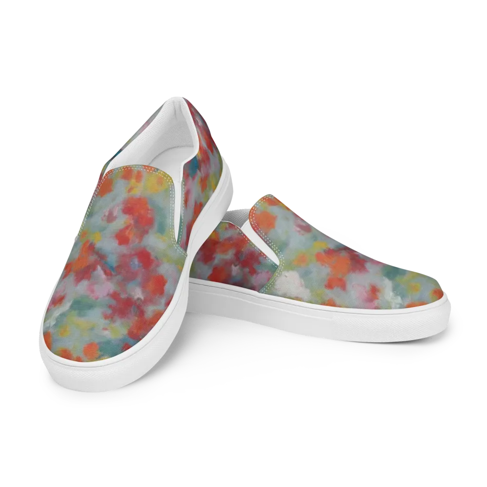 Watercolor Reverie on Men's Slip-On Canvas Shoes — Left Front