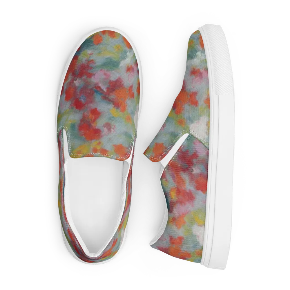 Watercolor Reverie on Men's Slip-On Canvas Shoes — Front