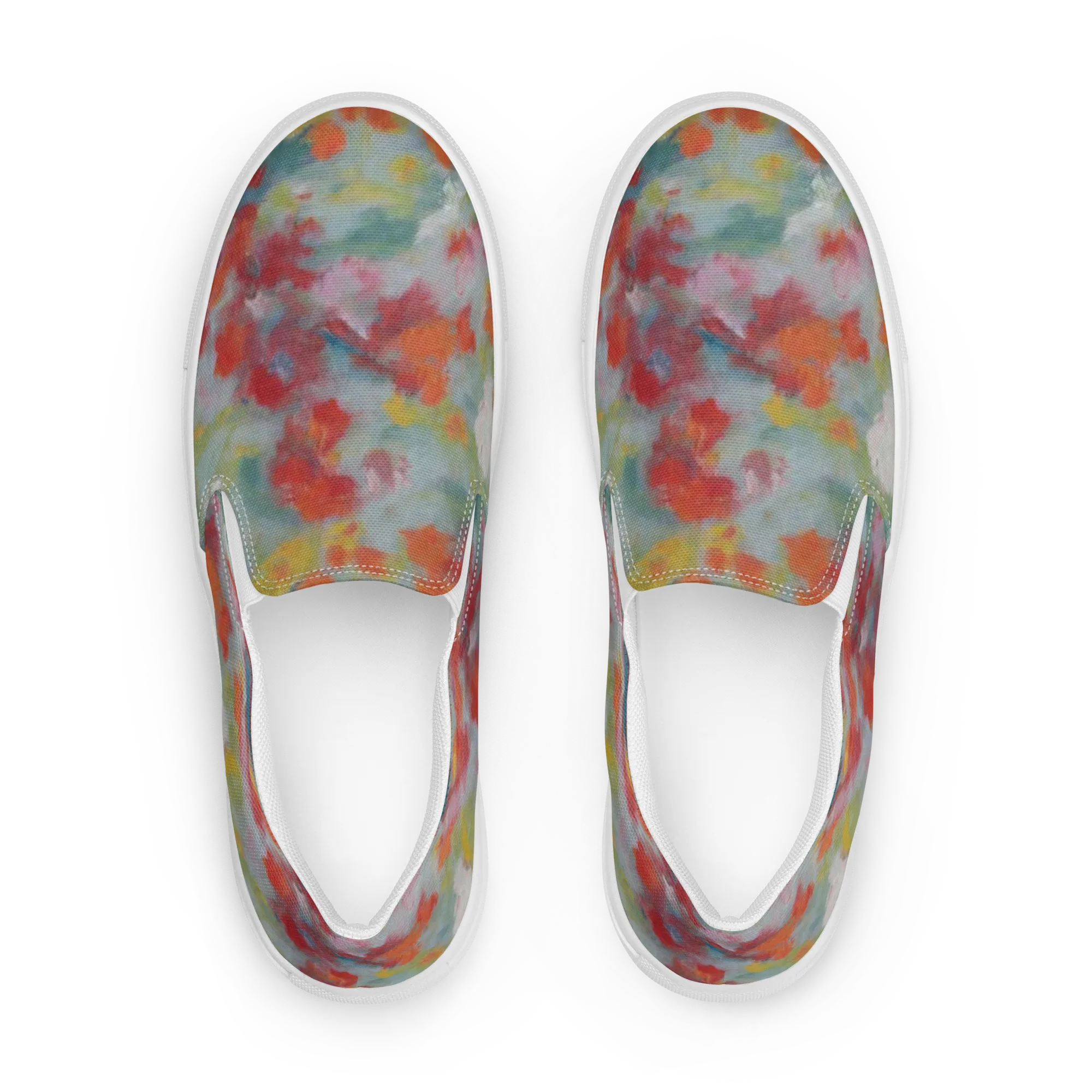 Watercolor Reverie on Women's Slip-On Canvas Shoes — Front