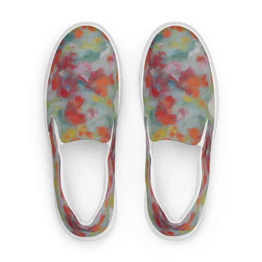 Watercolor Reverie on a Women's Slip-On Canvas Shoes