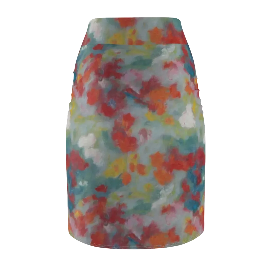 Watercolor Reverie on Pencil Skirt — Back