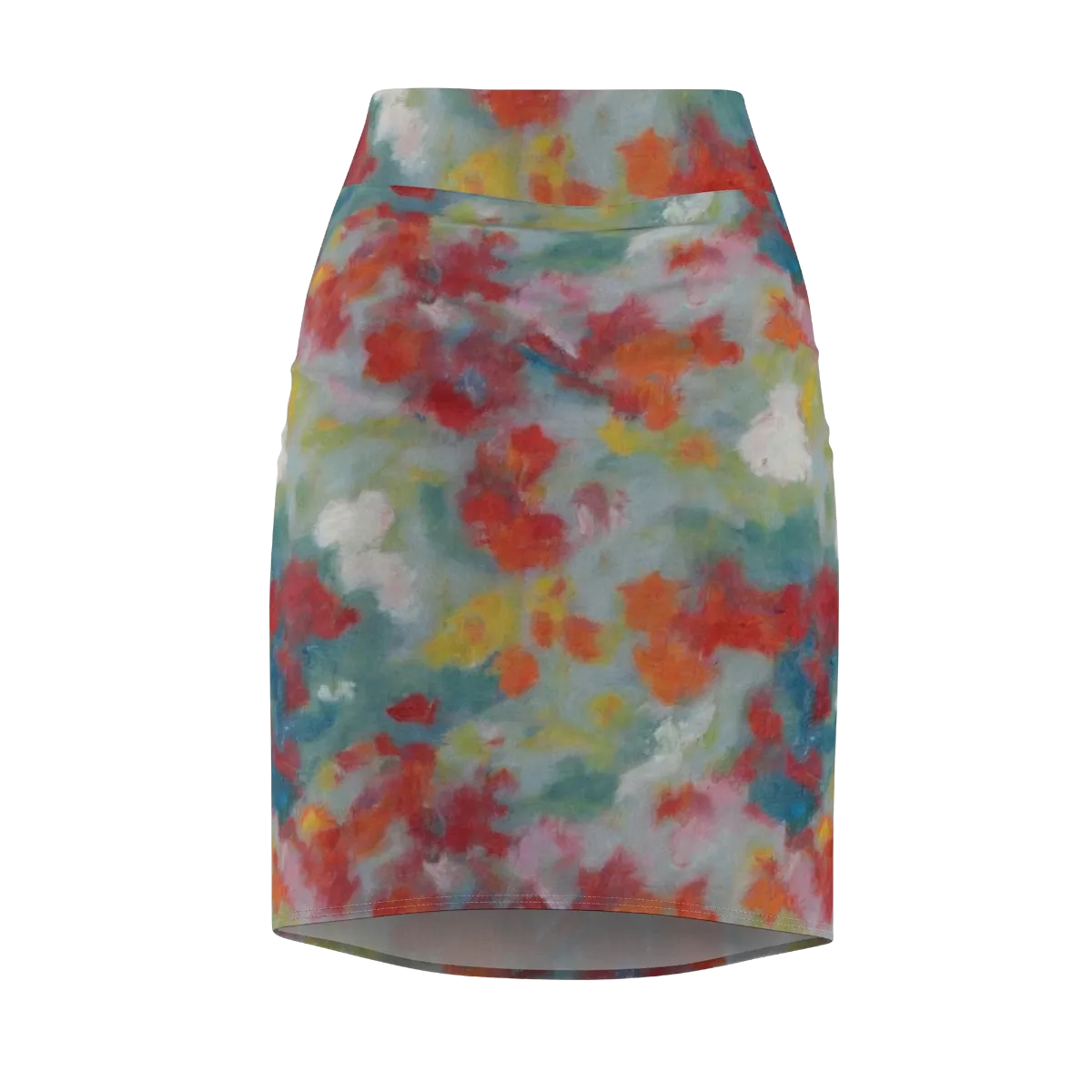 Watercolor Reverie on Pencil Skirt — Front