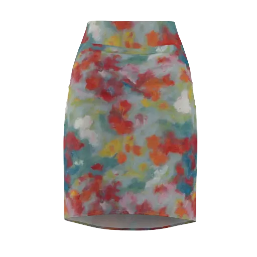 Watercolor Reverie on a Pencil Skirt