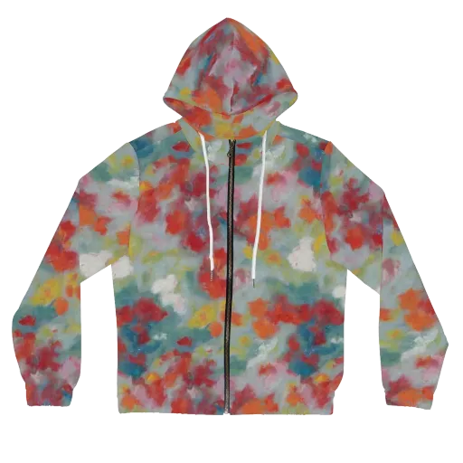 Watercolor Reverie on a Women's Full-Zip Hoodie