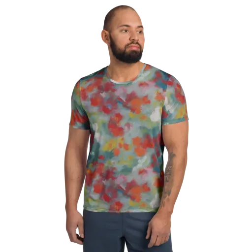 Watercolor Reverie on a Men's Athletic T-Shirt