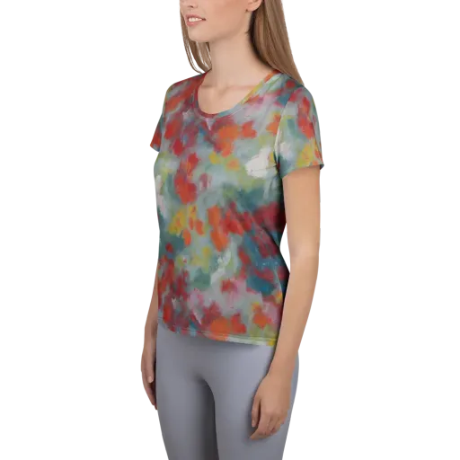 Watercolor Reverie on a Women's Athletic T-Shirt
