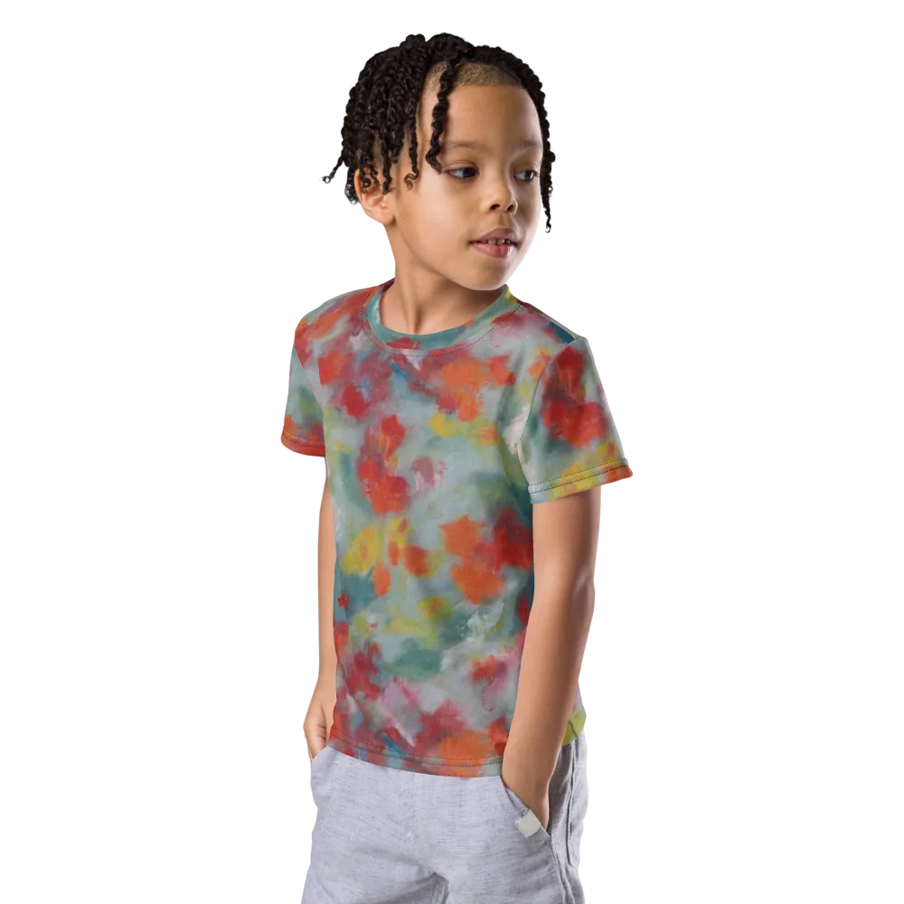 Watercolor Reverie on Kids Crew Neck T-Shirt — Left Front