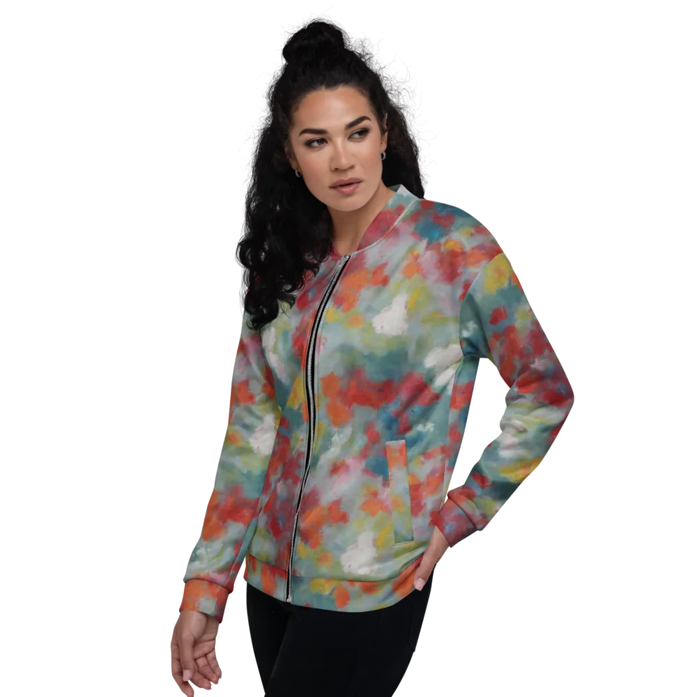 Watercolor Reverie on Bomber Jacket — Left