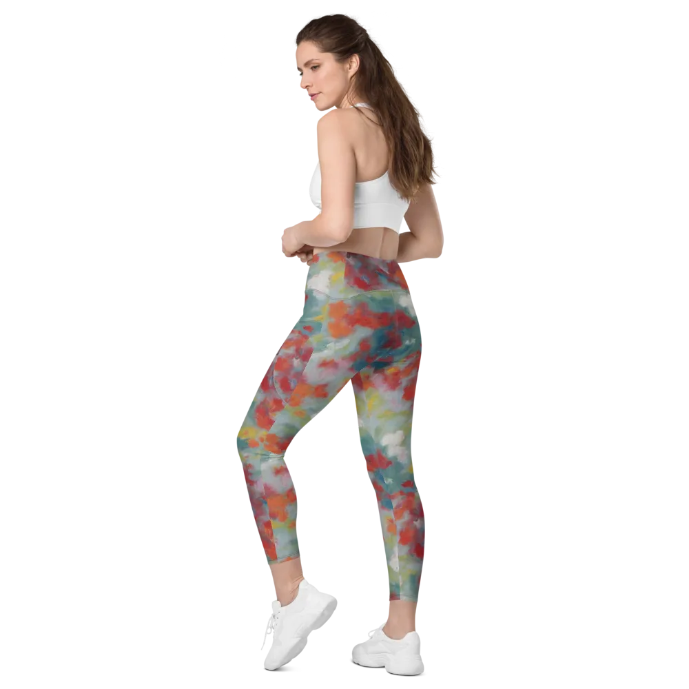 Watercolor Reverie on Leggings with Pockets — Left Back