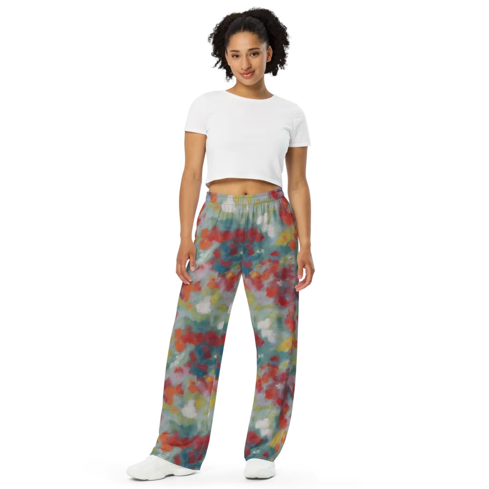 Watercolor Reverie on Wide-Leg Pants — Front