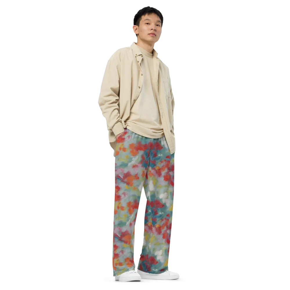 Watercolor Reverie on Wide-Leg Pants — Right Front