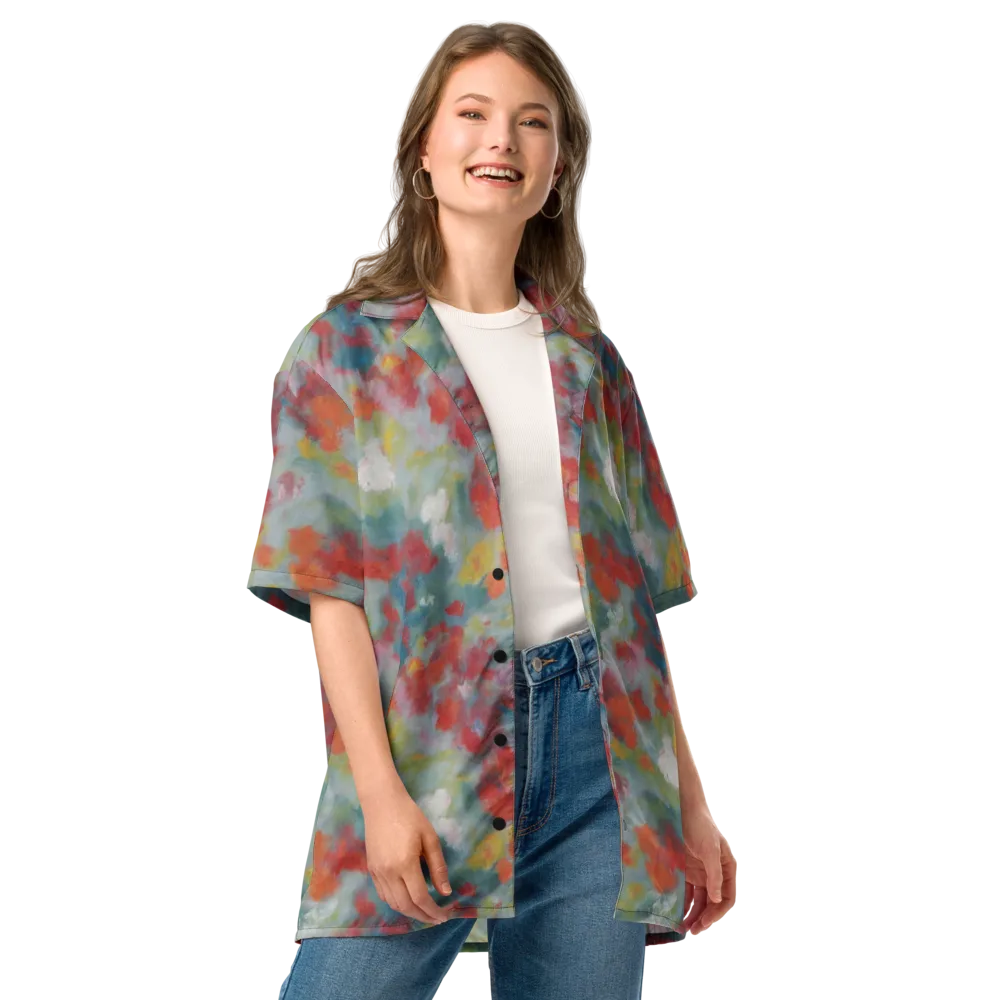 Watercolor Reverie on Button Shirt — Front