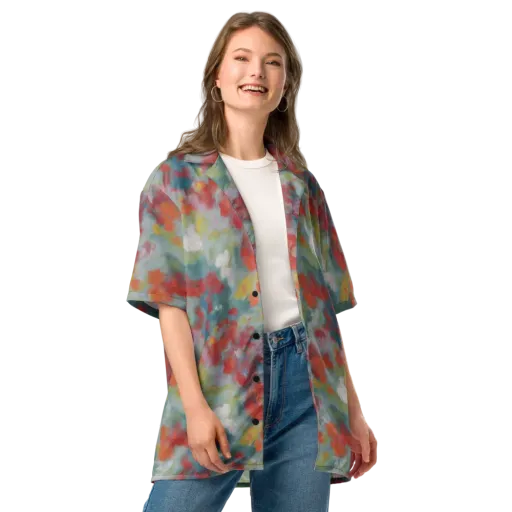 Watercolor Reverie on a Button Shirt