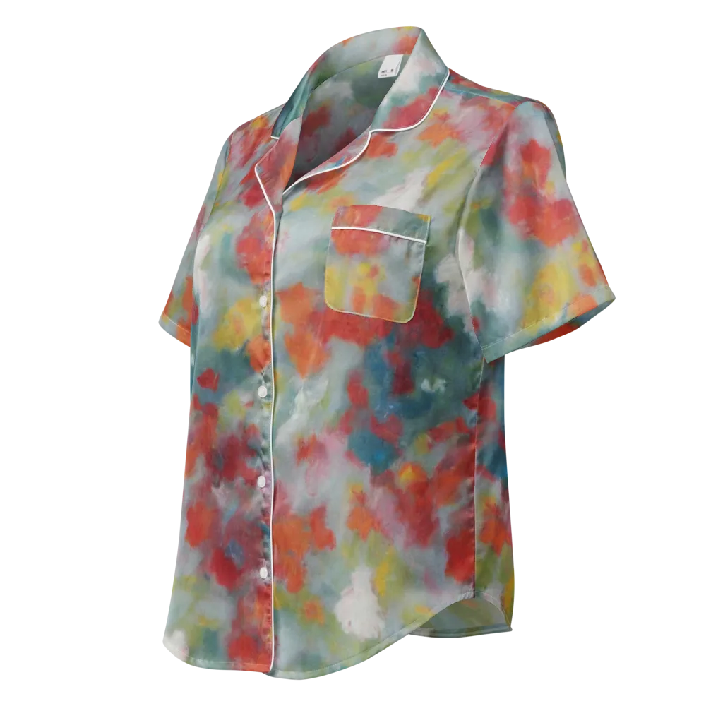 Watercolor Reverie on Women's Short Sleeve Pajama Top — Left Front