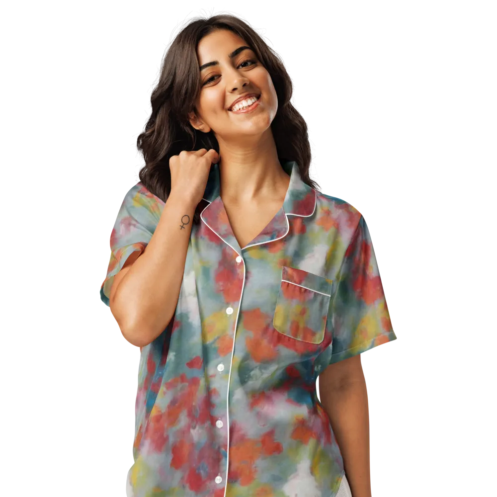Watercolor Reverie on Women's Short Sleeve Pajama Top — Front