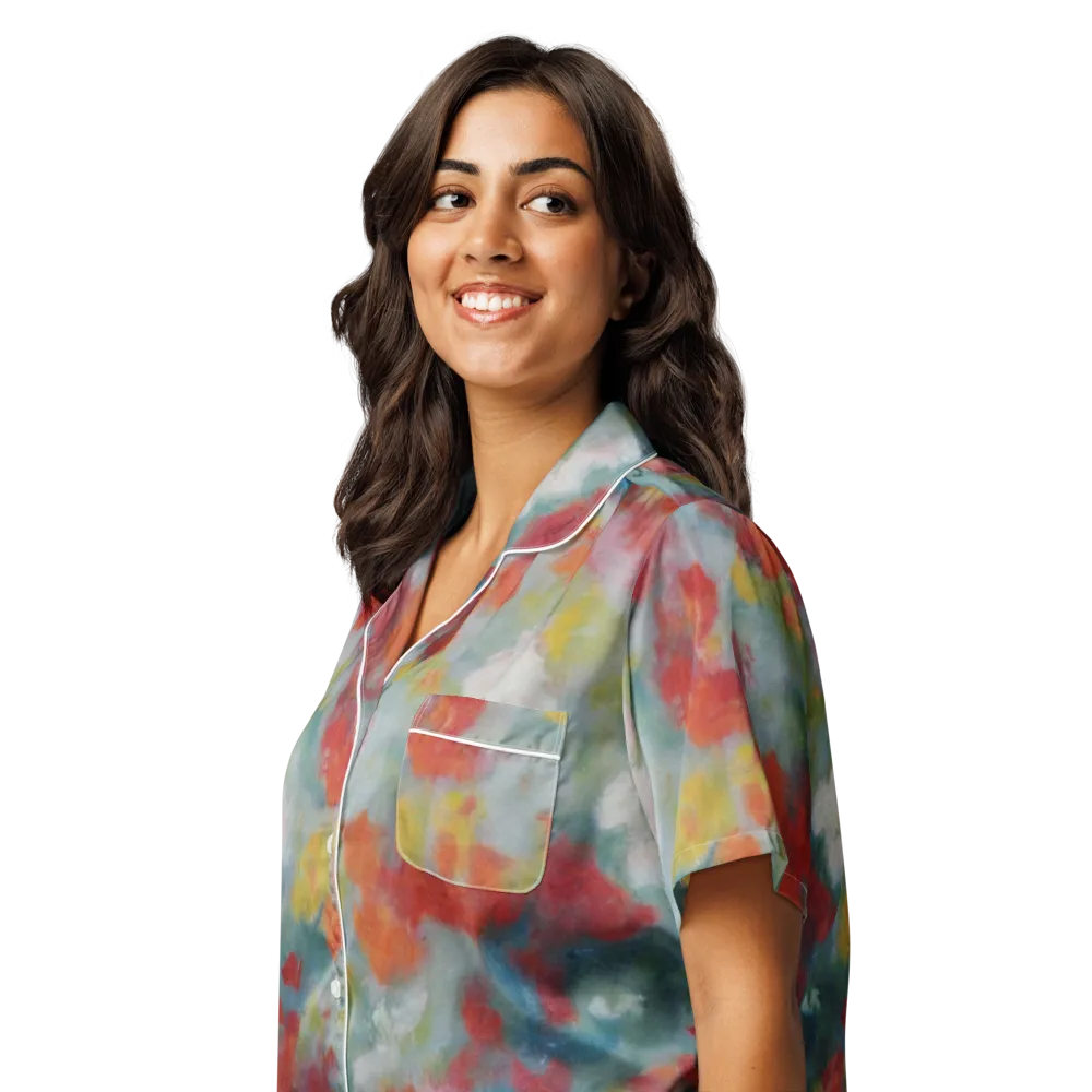 Watercolor Reverie on Women's Short Sleeve Pajama Top — Left Front