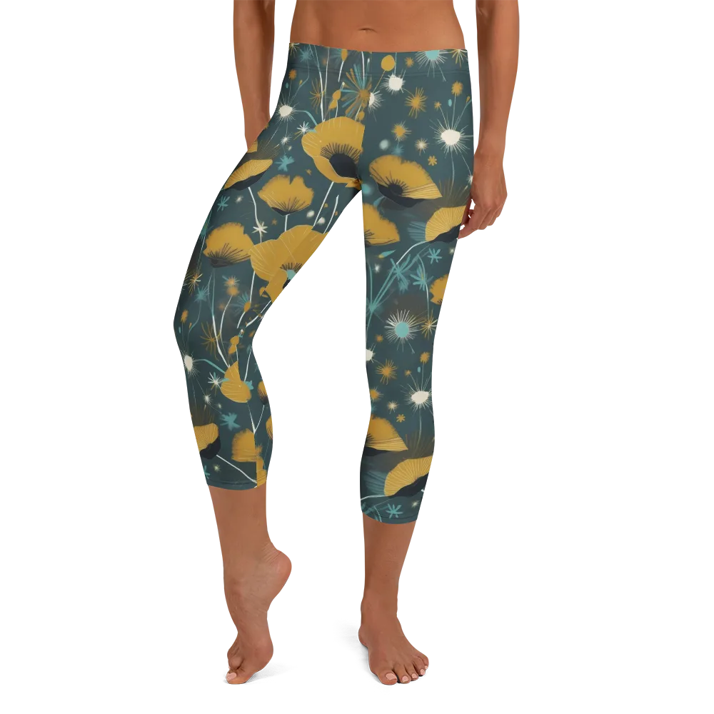 Marigold Nocturne on Capri Leggings — Front