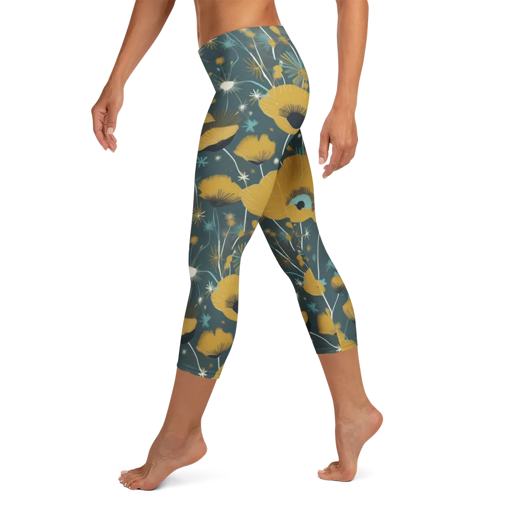 Marigold Nocturne on Capri Leggings — Left