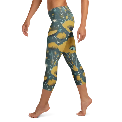 Marigold Nocturne on a Capri Leggings