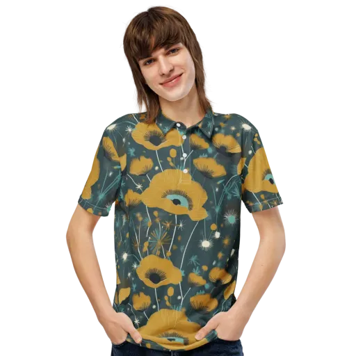Marigold Nocturne on a Men's Slim Fit Polo Shirt
