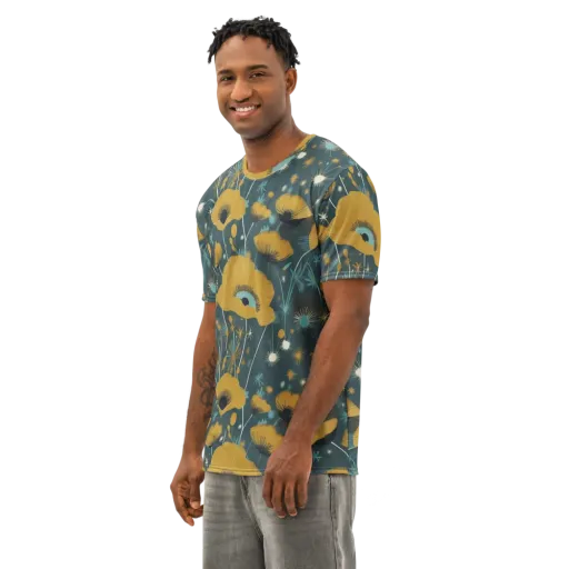 Marigold Nocturne on a Men's Cotton Crew Neck T-Shirt