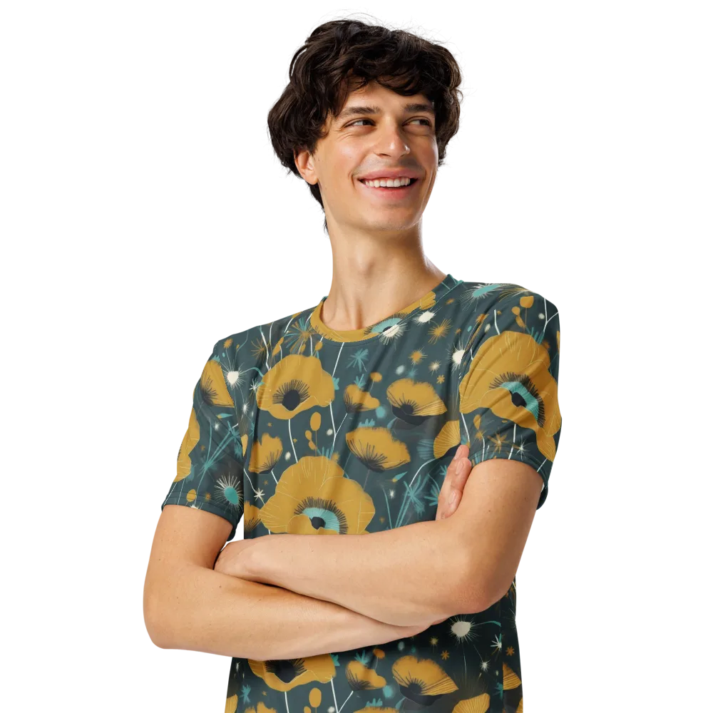 Marigold Nocturne on Men's Crew Neck T-Shirt — Left Front