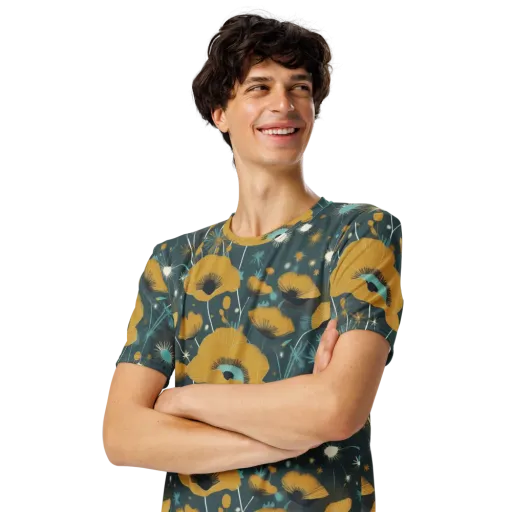 Marigold Nocturne on a Men's Crew Neck T-Shirt
