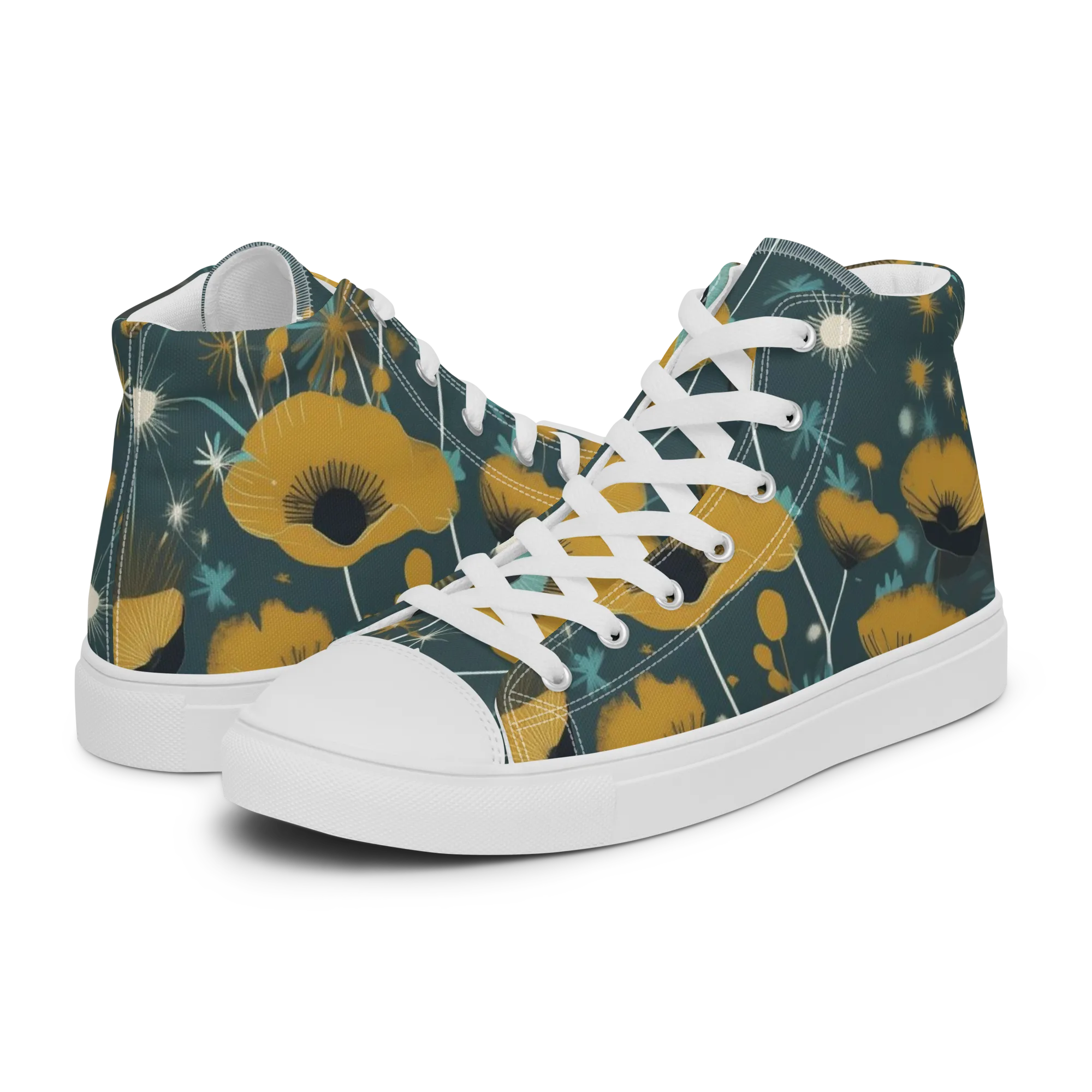 Marigold Nocturne on Men's High Top Canvas Shoes — Left