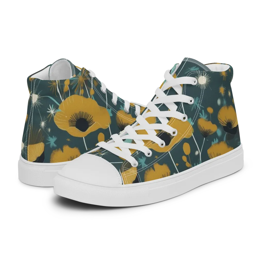 Marigold Nocturne on Men's High Top Canvas Shoes — Left
