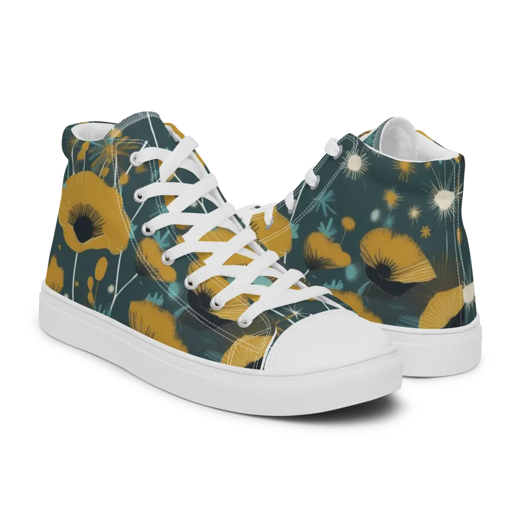 Marigold Nocturne on Men's High Top Canvas Shoes — Right