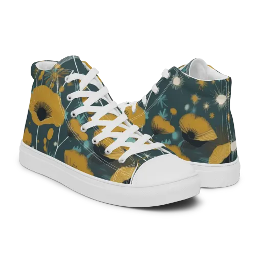 Marigold Nocturne on a Men's High Top Canvas Shoes