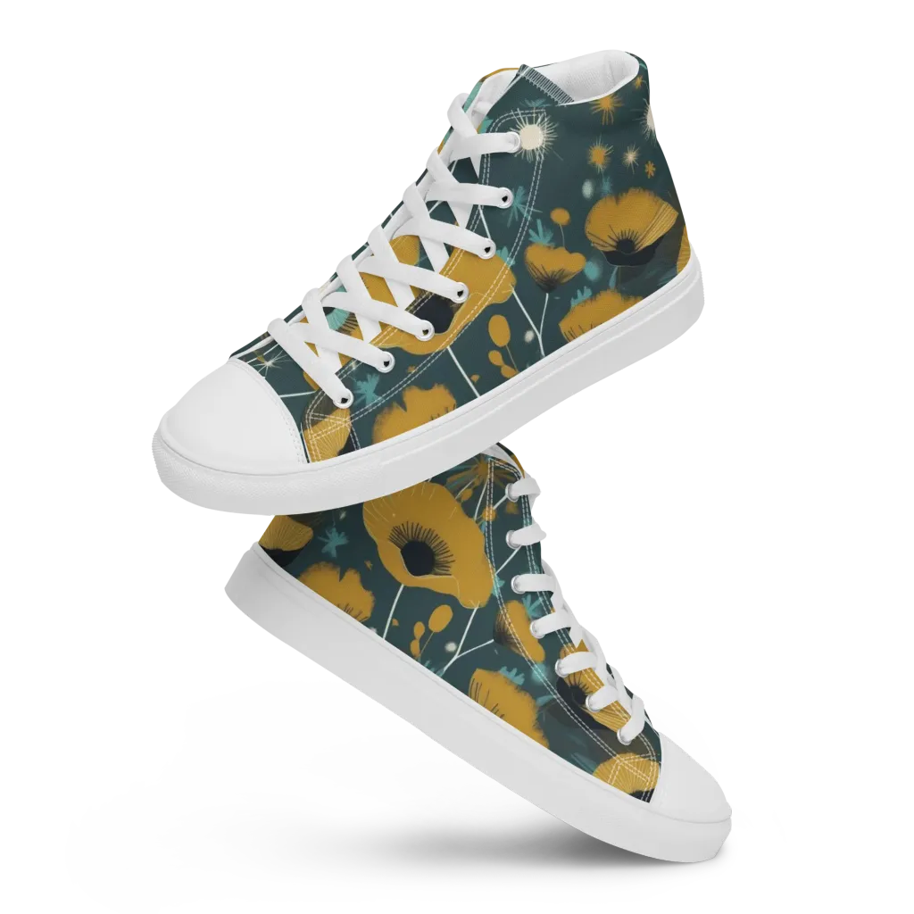 Marigold Nocturne on Men's High Top Canvas Shoes — Front