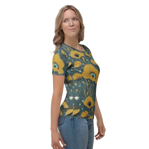 Marigold Nocturne on a Women's Crew Neck T-Shirt