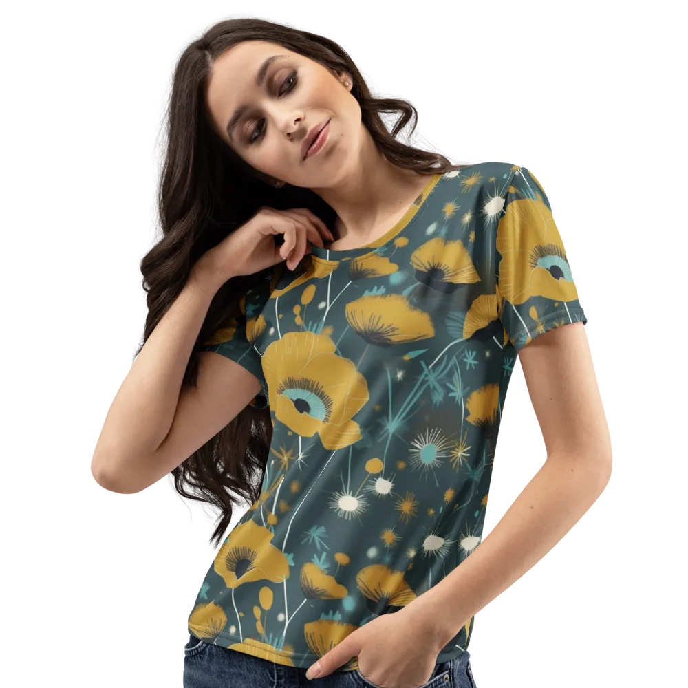 Marigold Nocturne on Women's Crew Neck T-Shirt — Left Front