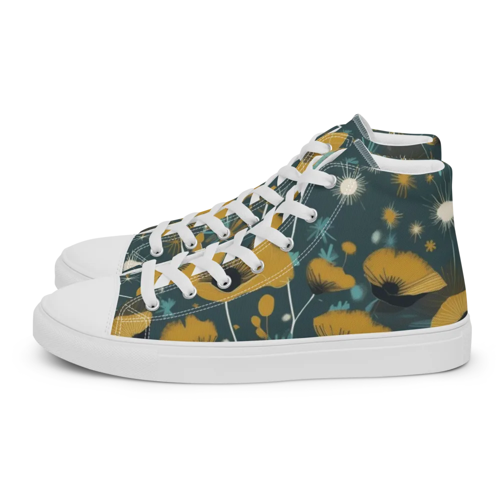 Marigold Nocturne on Women's High Top Canvas Shoes — Left