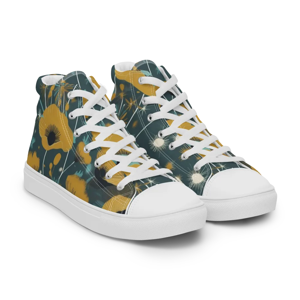 Marigold Nocturne on Women's High Top Canvas Shoes — Right Front