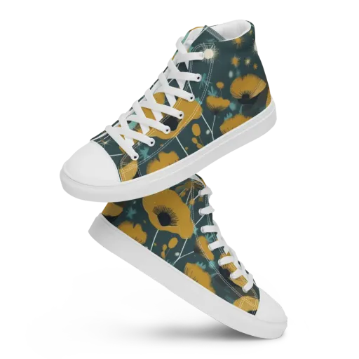Marigold Nocturne on a Women's High Top Canvas Shoes