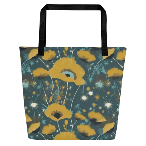 Marigold Nocturne on a Large Tote Bag W/ Pocket