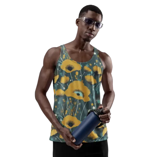 Marigold Nocturne on a Men's Tank Top