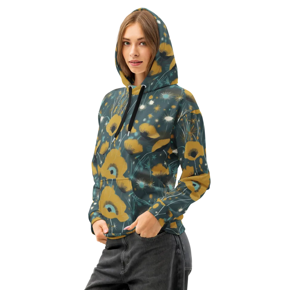 Marigold Nocturne on Cotton Hoodie — Left Front
