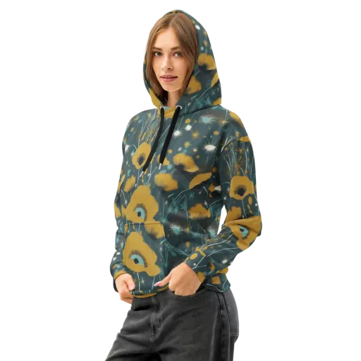 Marigold Nocturne on a Cotton Hoodie