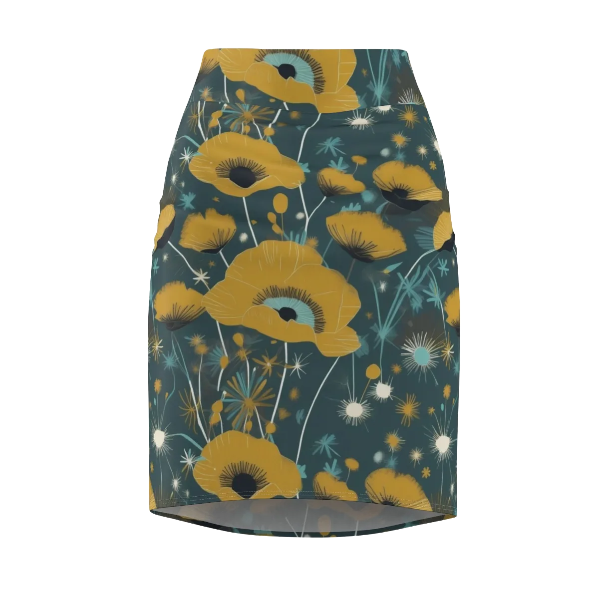 Marigold Nocturne on Pencil Skirt — Front