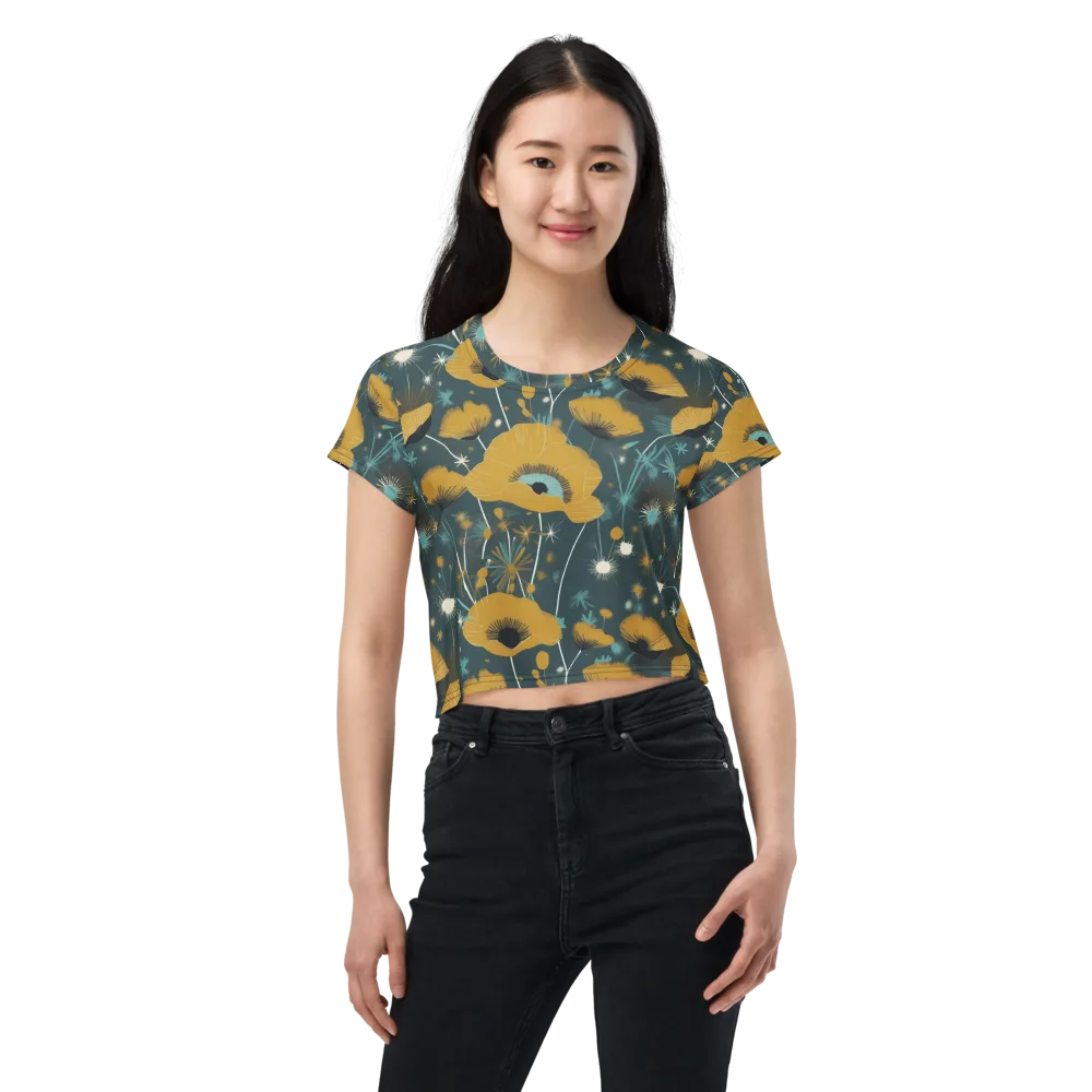 Marigold Nocturne on Crop Tee — Front